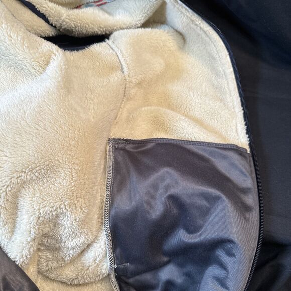 Orvis Women's Size XL Cream Sherpa Fleece Full Zip Vest Aztec Tapestry Navy Trim - Picture 9 of 10